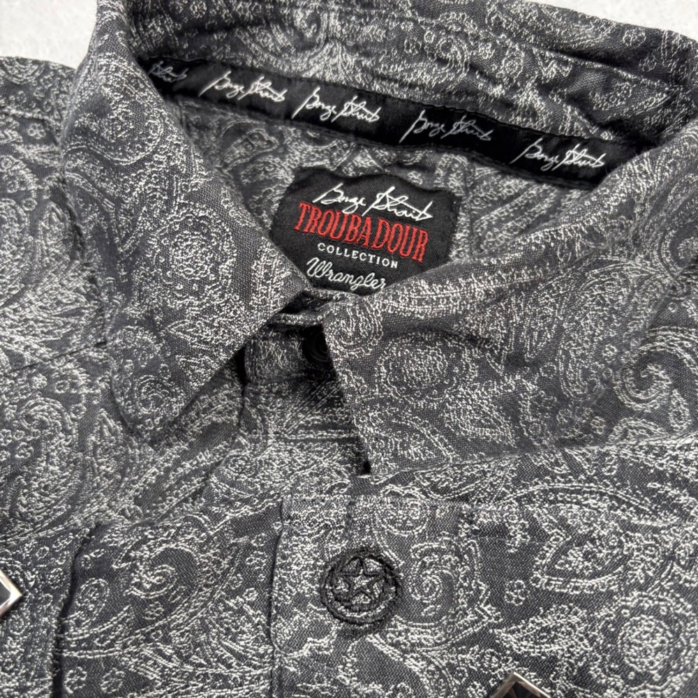 George Strait Wrangler Troubadour Western Shirt Mens XL Paisley Pearl Snap Rodeo